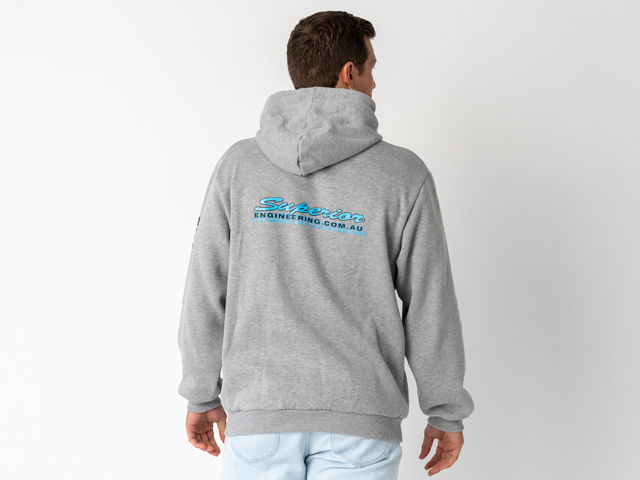 Superior Unisex Hoodie Grey Marle with Sleeve Logo (Each) - SUP-HOODIE-LOGO-U-GREY-XXX